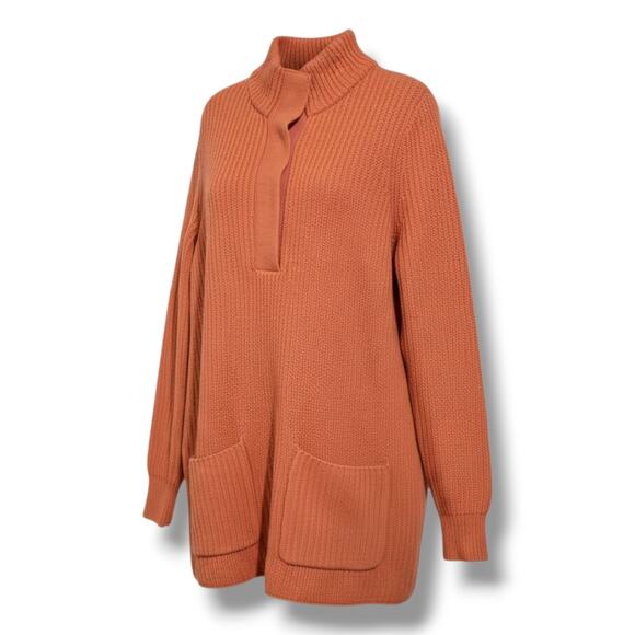 Soft Surroundings Women’s Rust Orange Knit Button Collar Sweater Medium - Picture 2 of 8